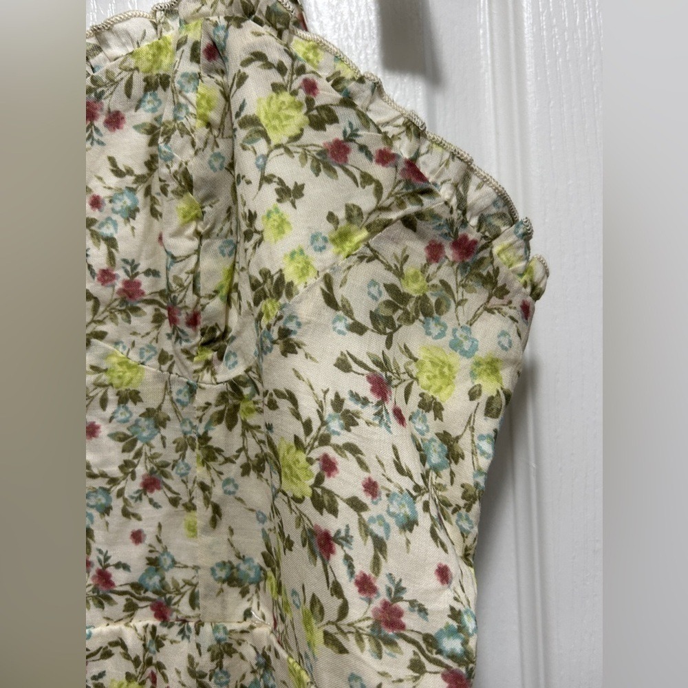 Wild Fable Mini Dress Womens L Large Cream Floral Bow Tie Sleeve Cottagecore NWT - Picture 13 of 16